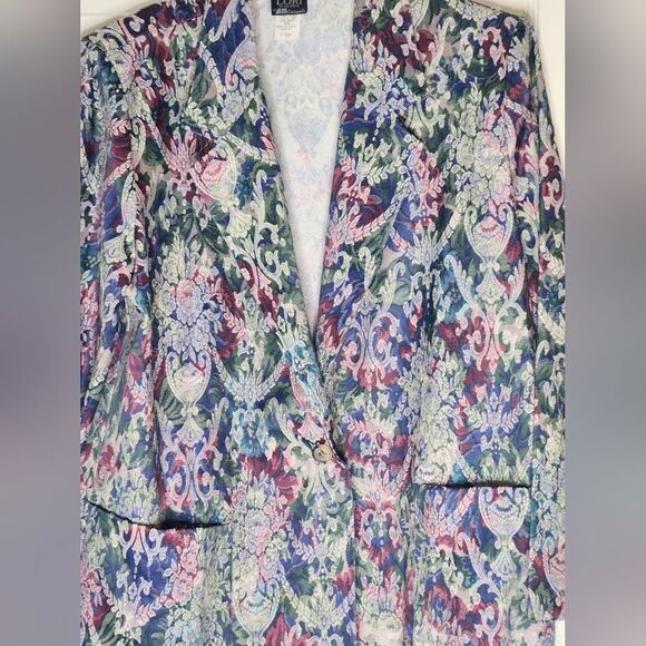 Vtg Lori by AM Casuals Mlticlrd Lngslvs 1Button Pockets CottonBlend Women Blazer - Picture 3 of 8